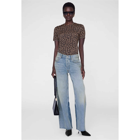 Anine Bing Sylvie T-shirt, Black & Brown Leopard 